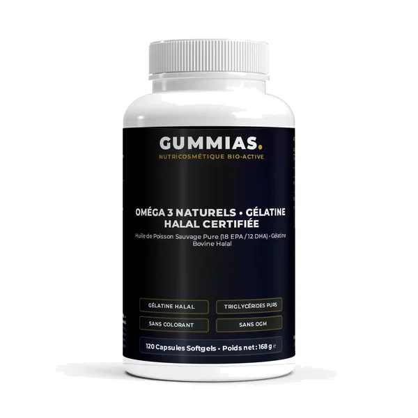 Oméga 3 Naturels • Gélatine Halal Certifiée — flacon Gummias